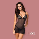 Obsessive - Shibu chemise & thong L/XL - Black